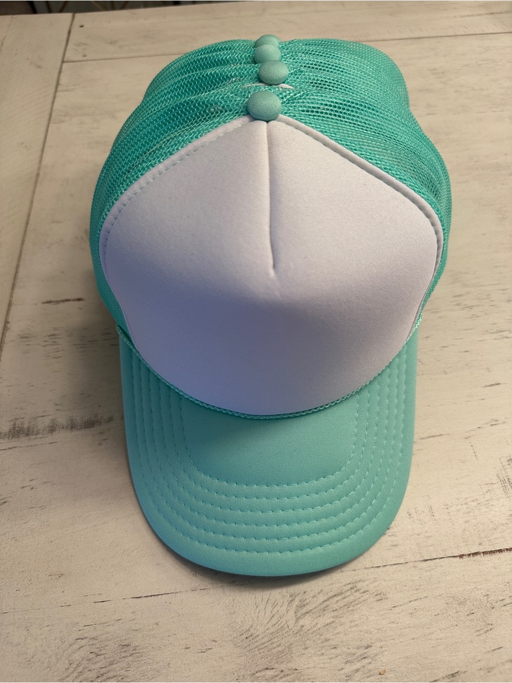 Source Unknown Aqua and White Mesh Trucker Hat